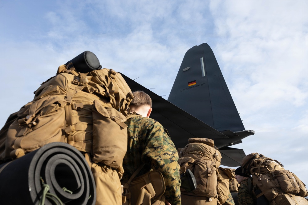 CORE26 | U.S. Marine Corps and German-French Binational Air Transport Squadron C-130 Aircraft Conduct a Combat Assault Transport During Arctic Exercise