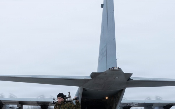 CORE26 | U.S. Marine Corps and German-French Binational Air Transport Squadron C-130 Aircraft Conduct a Combat Assault Transport During Arctic Exercise