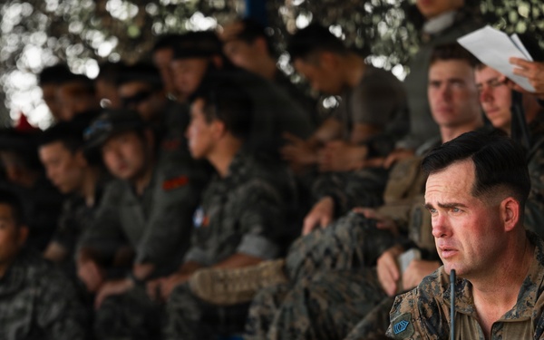 Task Force Ashland Marines, Sailors Conduct Combined Arms Live Fire Exercise Rehearsal After Action Brief During Exercise Cobra Gold 26