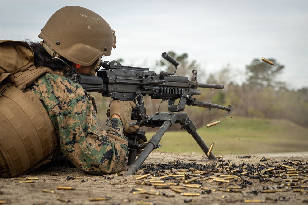 Marines with 2nd Maintenance Battalion Conduct Live-Fire Machine Gun Range