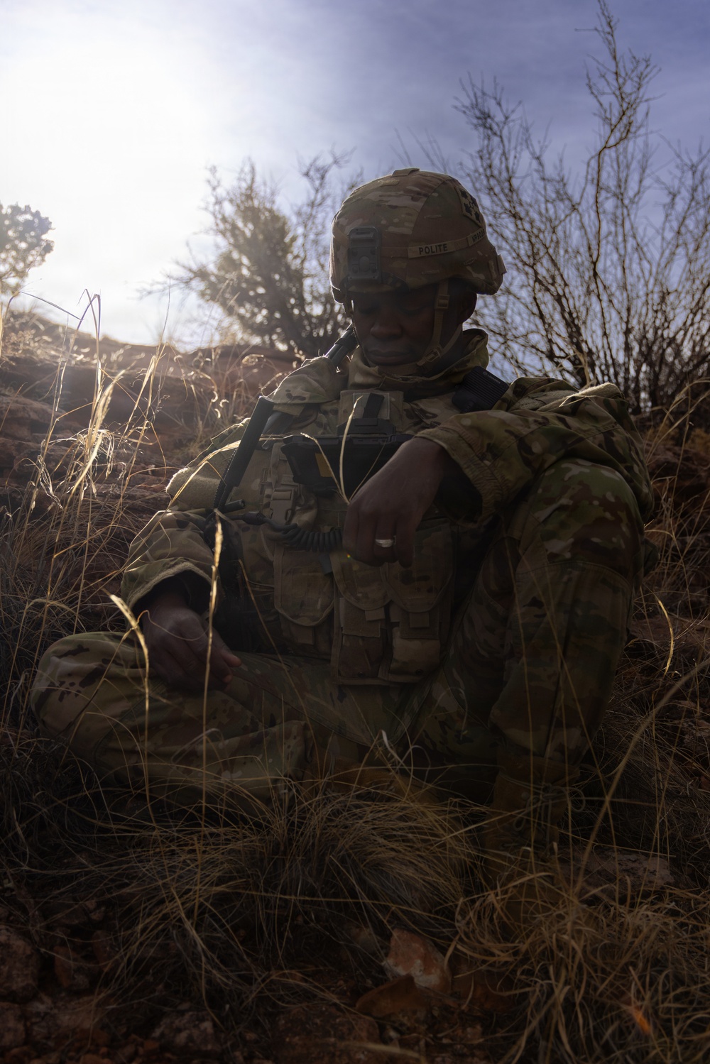 U.S. Army Soldier perform tests on denied, degraded, intermittent, or limited equipment