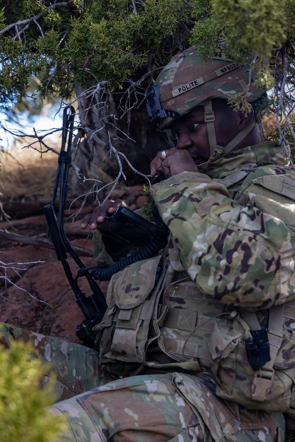 U.S. Army Soldier perform tests on denied, degraded, intermittent, or limited equipment