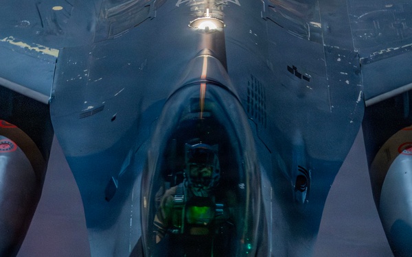 F-16E Fighting Falcon Aerial Refuels during Operation Epic Fury