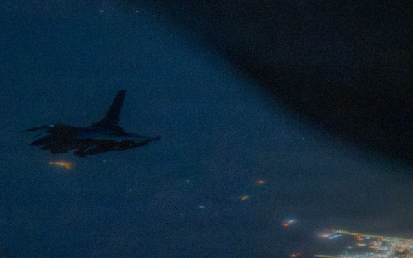 F-16E Fighting Falcon Aerial Refuels during Operation Epic Fury
