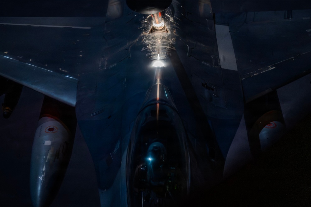F-16E Fighting Falcon Aerial Refuels during Operation Epic Fury