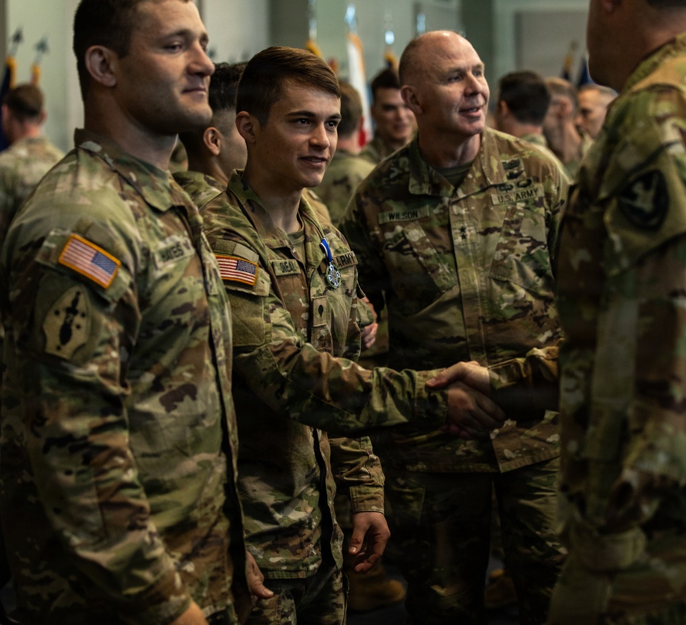 Soldier of the Year Shakes Hands