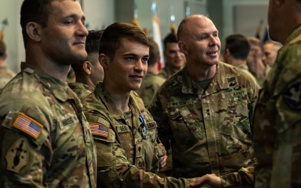 Soldier of the Year Shakes Hands