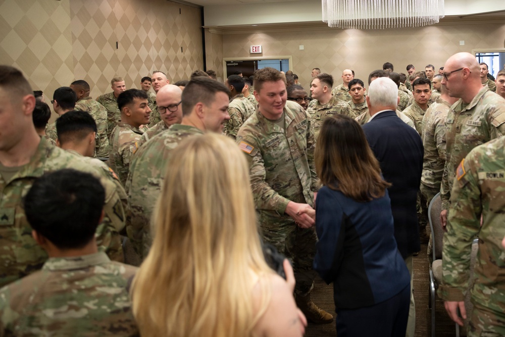Former vice president Mike Pence visits JTF-DC Soldiers