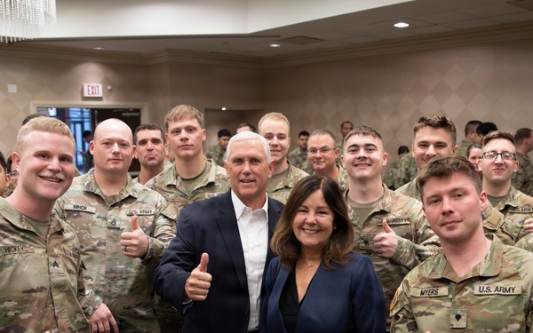 Former vice president Mike Pence visits JTF-DC Soldiers