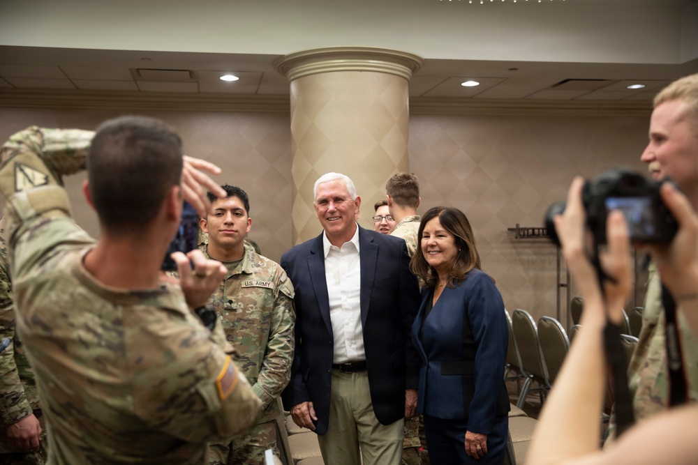 Former vice president Mike Pence visits JTF-DC Soldiers