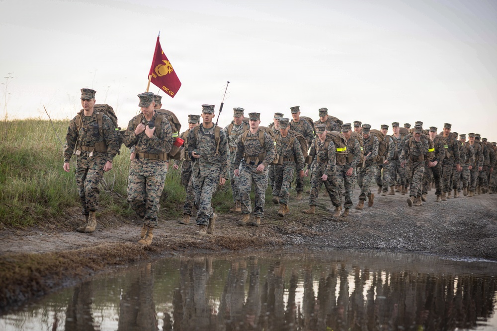9th Comm Bn Marines conduct conditioning hike
