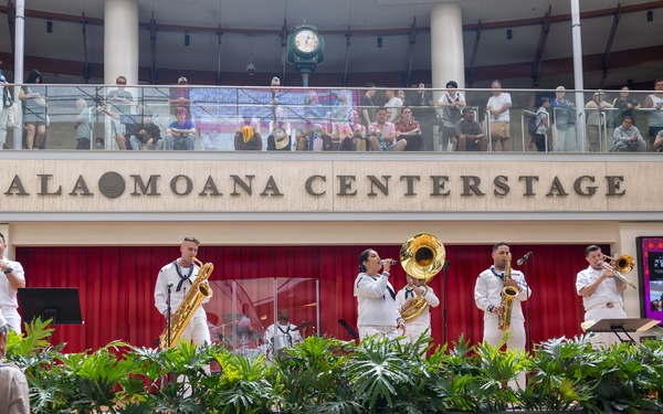 Pacific Fleet Band Sailors perform at Ala Moana Centerstage during Navy Week Hawai’i 2026