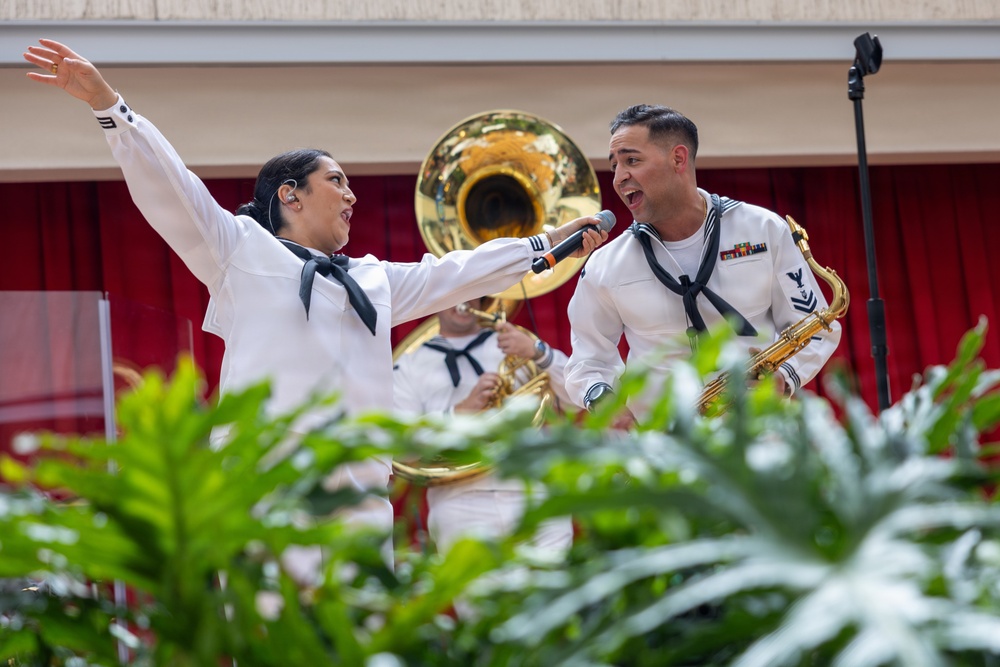 Pacific Fleet Band Sailors perform at Ala Moana Centerstage during Navy Week Hawai’i 2026