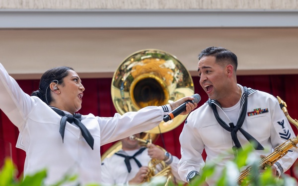 Pacific Fleet Band Sailors perform at Ala Moana Centerstage during Navy Week Hawai’i 2026
