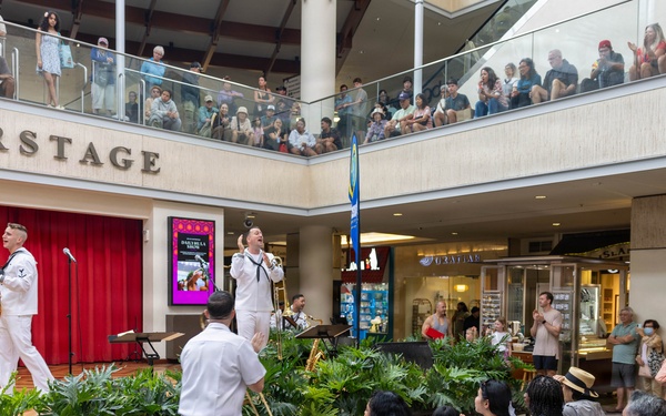 Pacific Fleet Band Sailors perform at Ala Moana Centerstage during Navy Week Hawai’i 2026