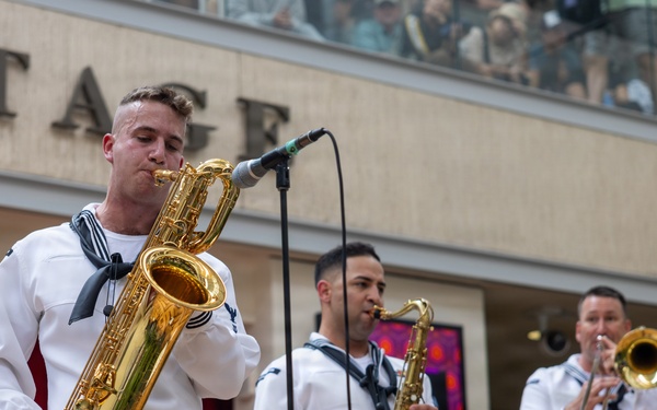 Pacific Fleet Band Sailors perform at Ala Moana Centerstage during Navy Week Hawai’i 2026