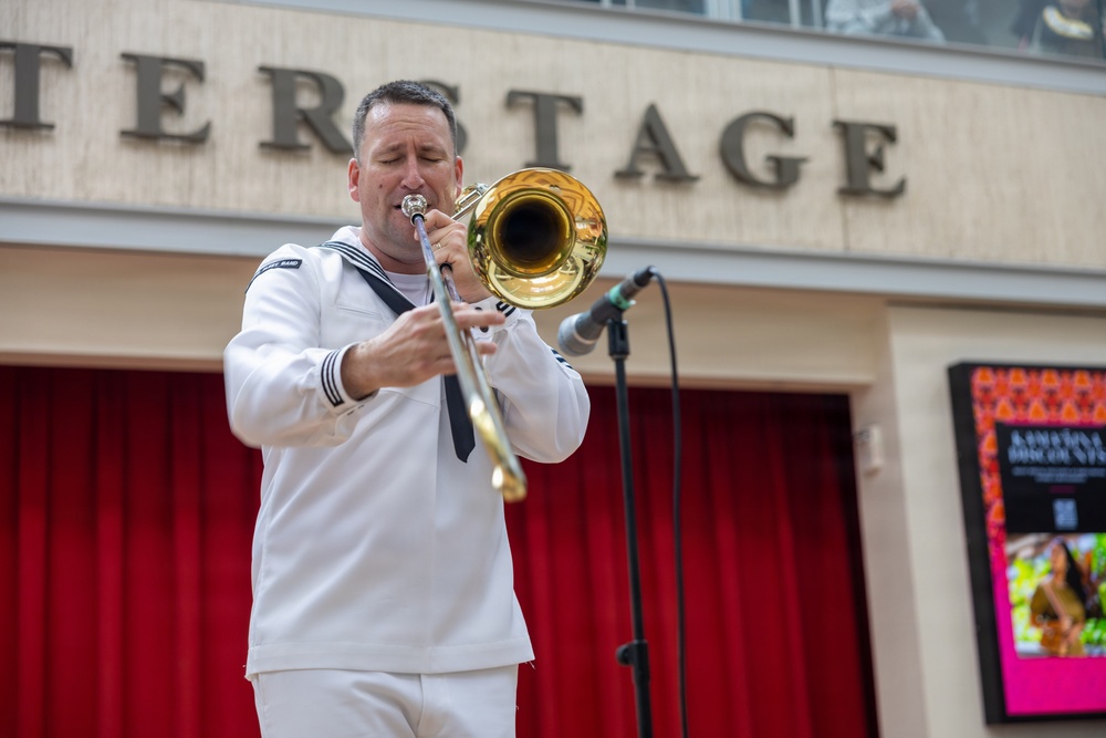 Pacific Fleet Band Sailors perform at Ala Moana Centerstage during Navy Week Hawai’i 2026