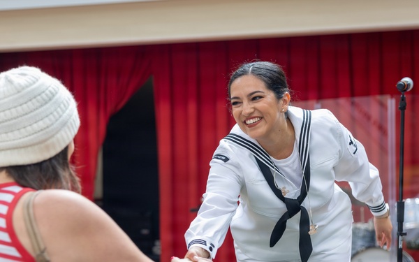 Pacific Fleet Band Sailors perform at Ala Moana Centerstage during Navy Week Hawai’i 2026