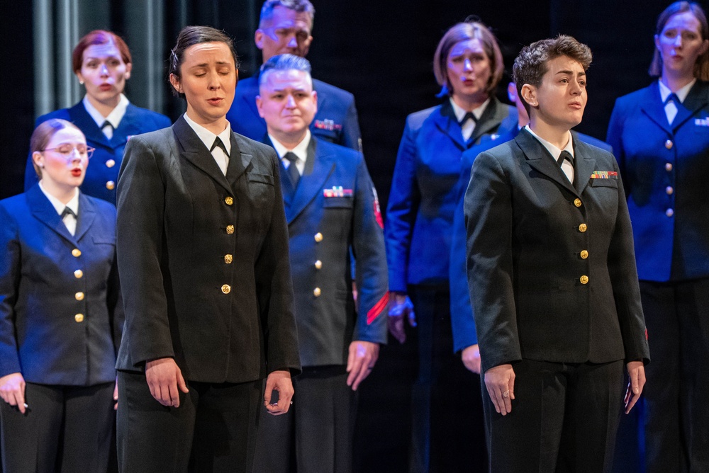 The US Navy Band Sea Chanters perform at the Fredonia Opera House