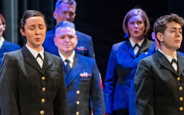 The US Navy Band Sea Chanters perform at the Fredonia Opera House