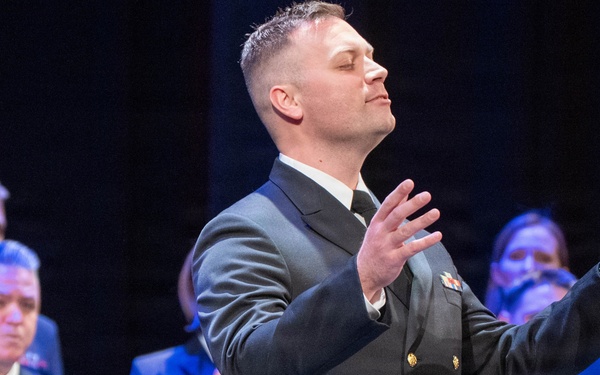The US Navy Band Sea Chanters perform at the Fredonia Opera House