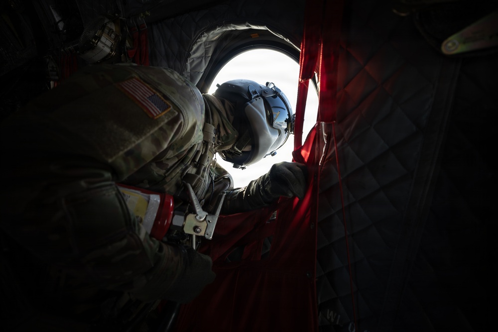 AKARNG Chinook aviators fly over Knik Glacier