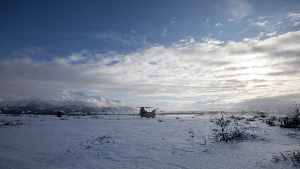 AKARNG Chinook aviators fly over Knik Glacier