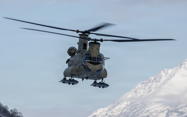 AKARNG Chinook aviators fly over Knik Glacier