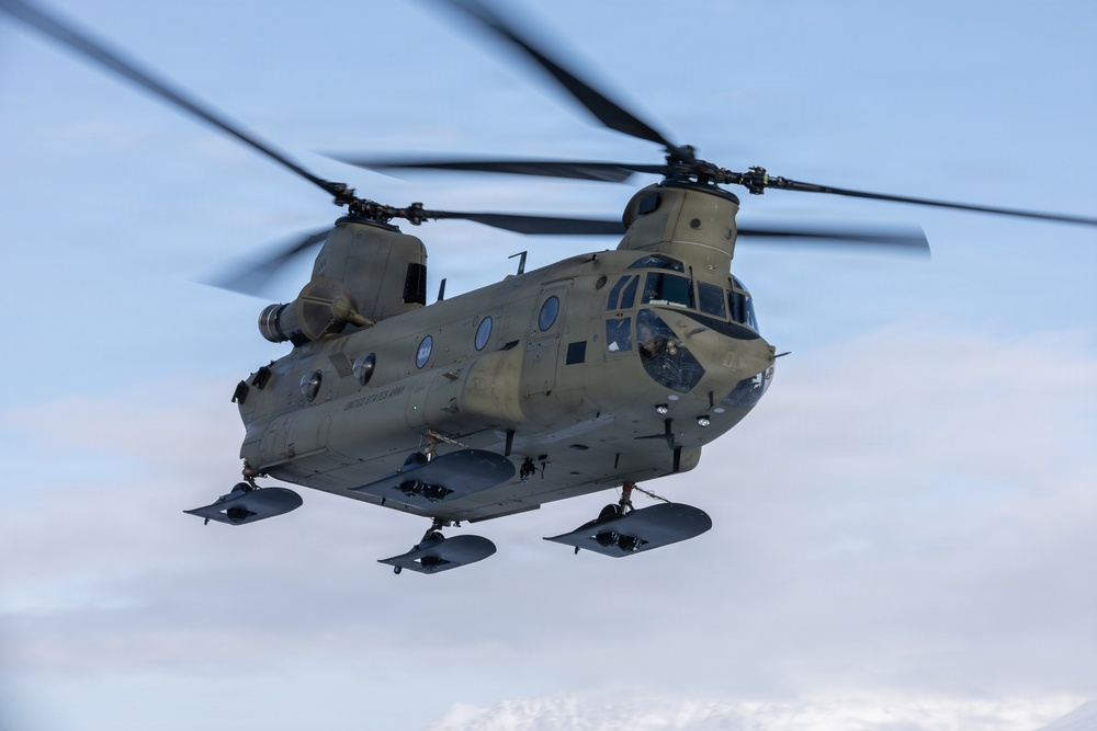 AKARNG Chinook aviators fly over Knik Glacier