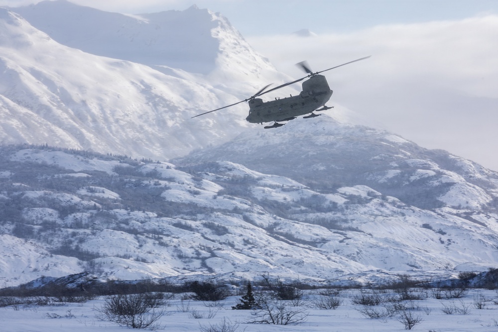 AKARNG Chinook aviators fly over Knik Glacier