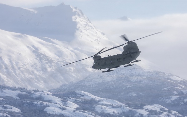 AKARNG Chinook aviators fly over Knik Glacier