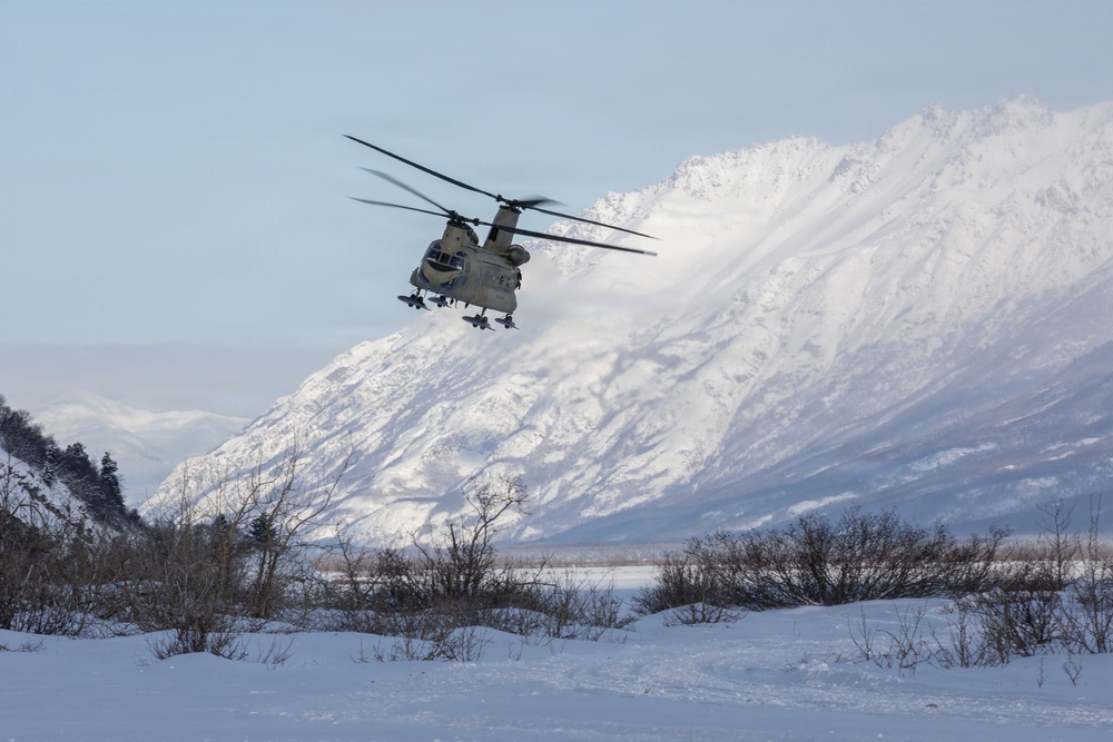 AKARNG Chinook aviators fly over Knik Glacier