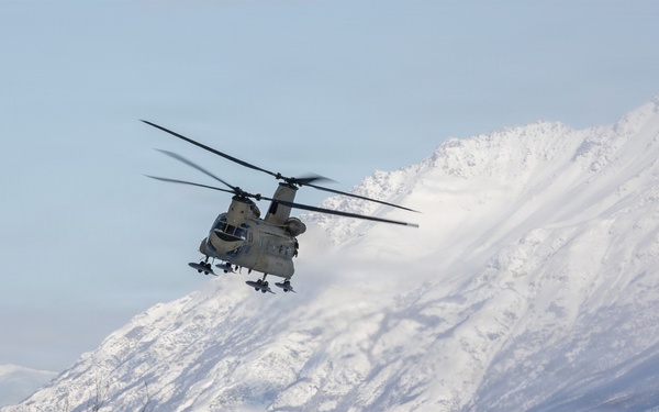 AKARNG Chinook aviators fly over Knik Glacier