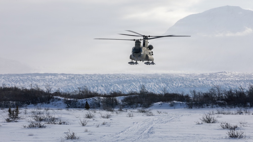 AKARNG Chinook aviators fly over Knik Glacier