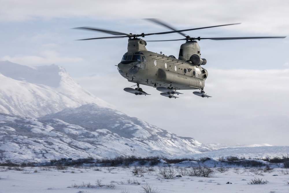 AKARNG Chinook aviators fly over Knik Glacier