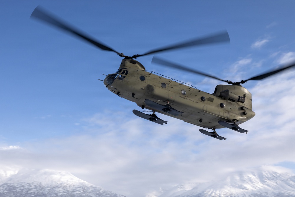 AKARNG Chinook aviators fly over Knik Glacier