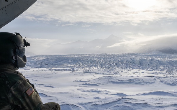 AKARNG Chinook aviators fly over Knik Glacier