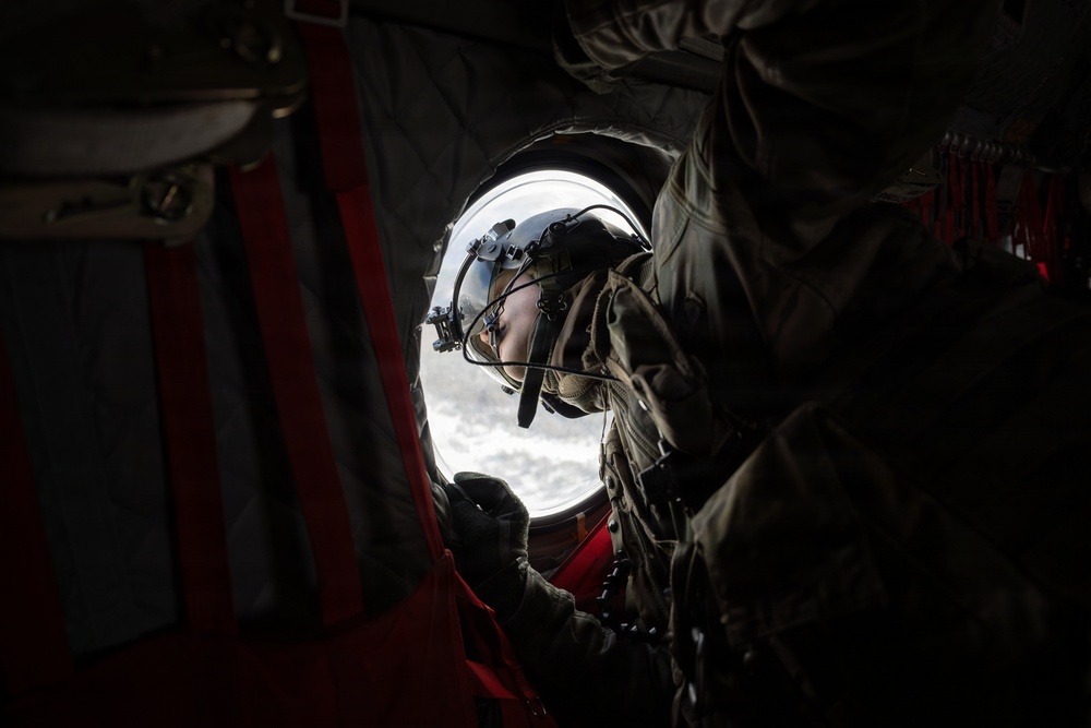 AKARNG Chinook aviators fly over Knik Glacier