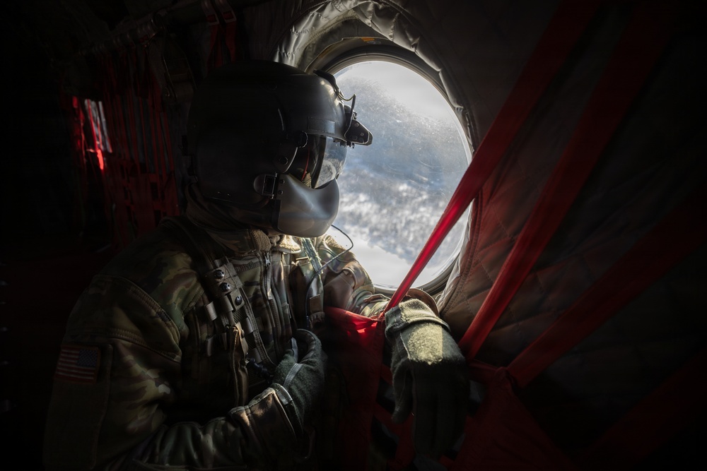 AKARNG Chinook aviators fly over Knik Glacier
