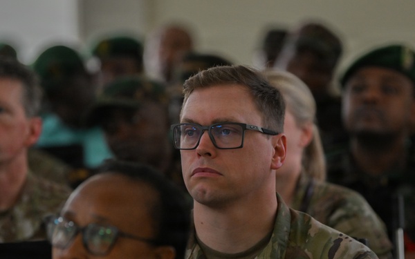 US, Tanzania military medical professionals participate in a patient case study morning report during Justified Accord 26