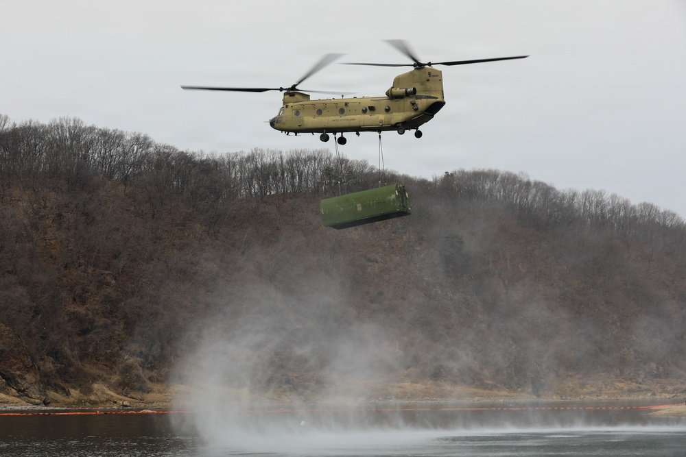 CH-47 Chinook sling loads M30 Bridge Erecting Boat