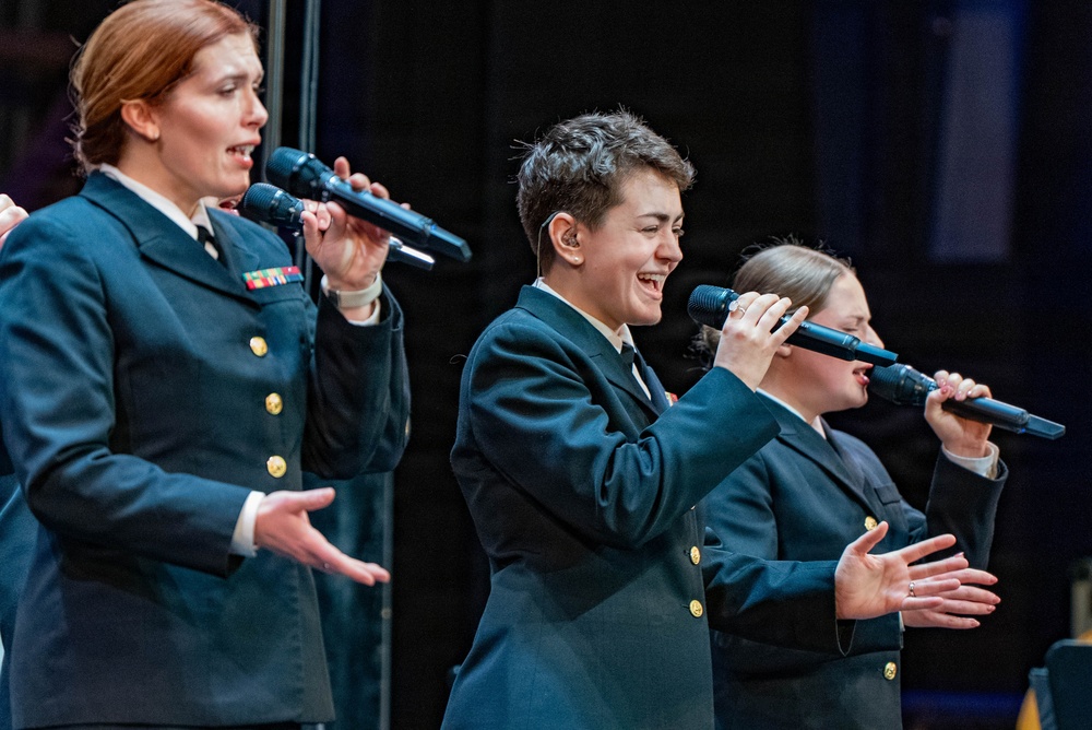 The US Navy Band Sea Chanters perform at Honesdale Highschool