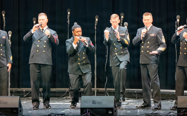 The US Navy Band Sea Chanters perform at Honesdale Highschool