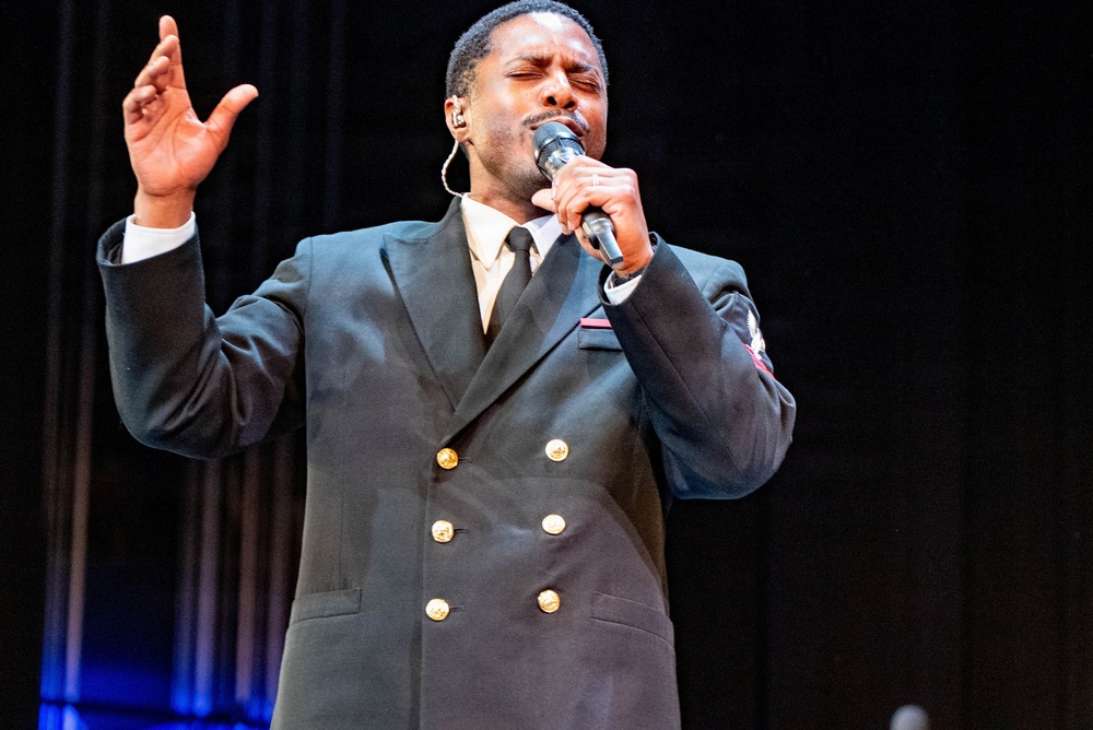 The US Navy Band Sea Chanters perform at Honesdale Highschool