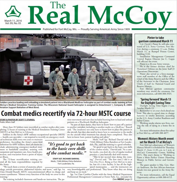 This Month in Fort McCoy History  — March