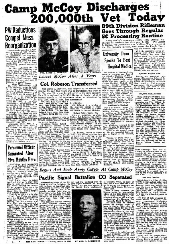 This Month in Fort McCoy History  — March