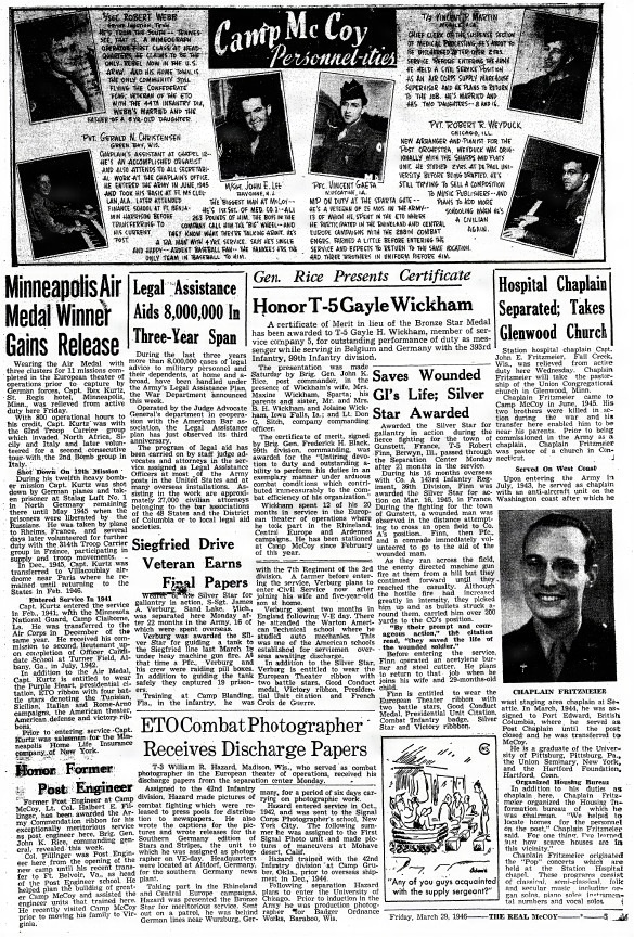 This Month in Fort McCoy History  — March