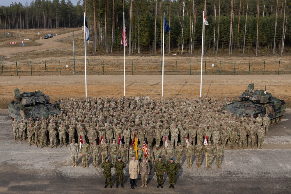 U.S. Soldiers with the 6-9 CAV finish their medal ceremony in Estonia