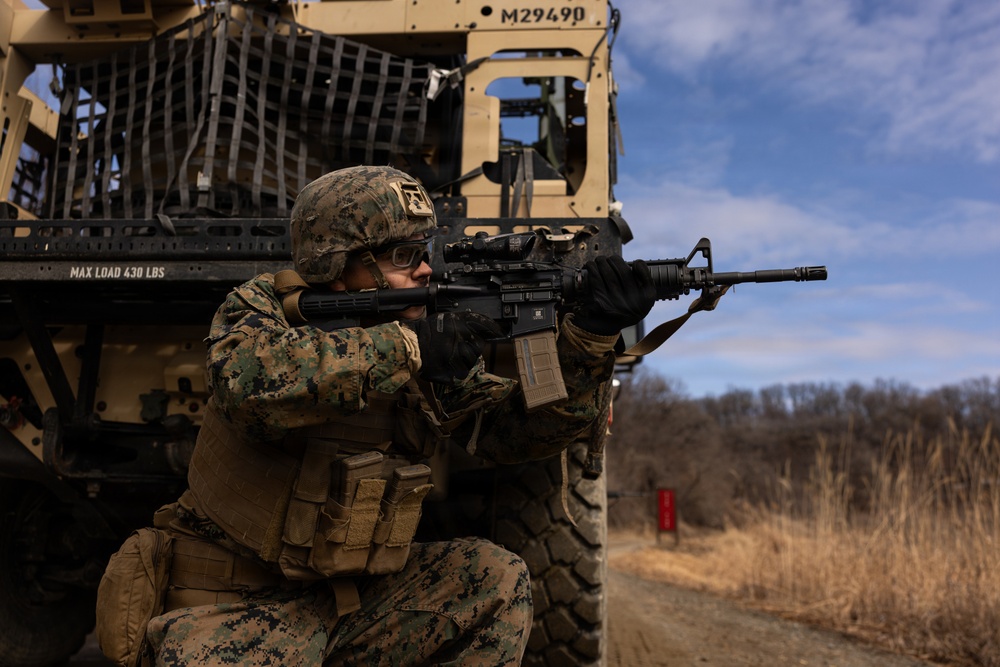 U.S. Marines with 12th MLR Execute a Convoy Live-Fire Range