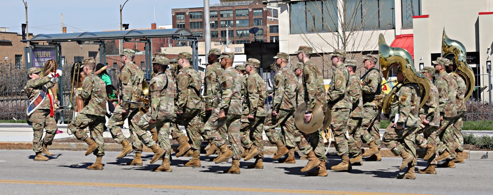 The 1st Infantry Division Band performs at the St. Patrick's Day Parade
